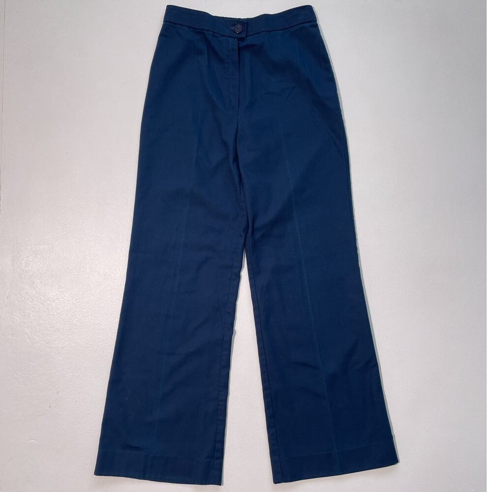Vtg 70s EILEEN Navy High Rise Flared Pants / Size 12 / Retro Boho Minimal